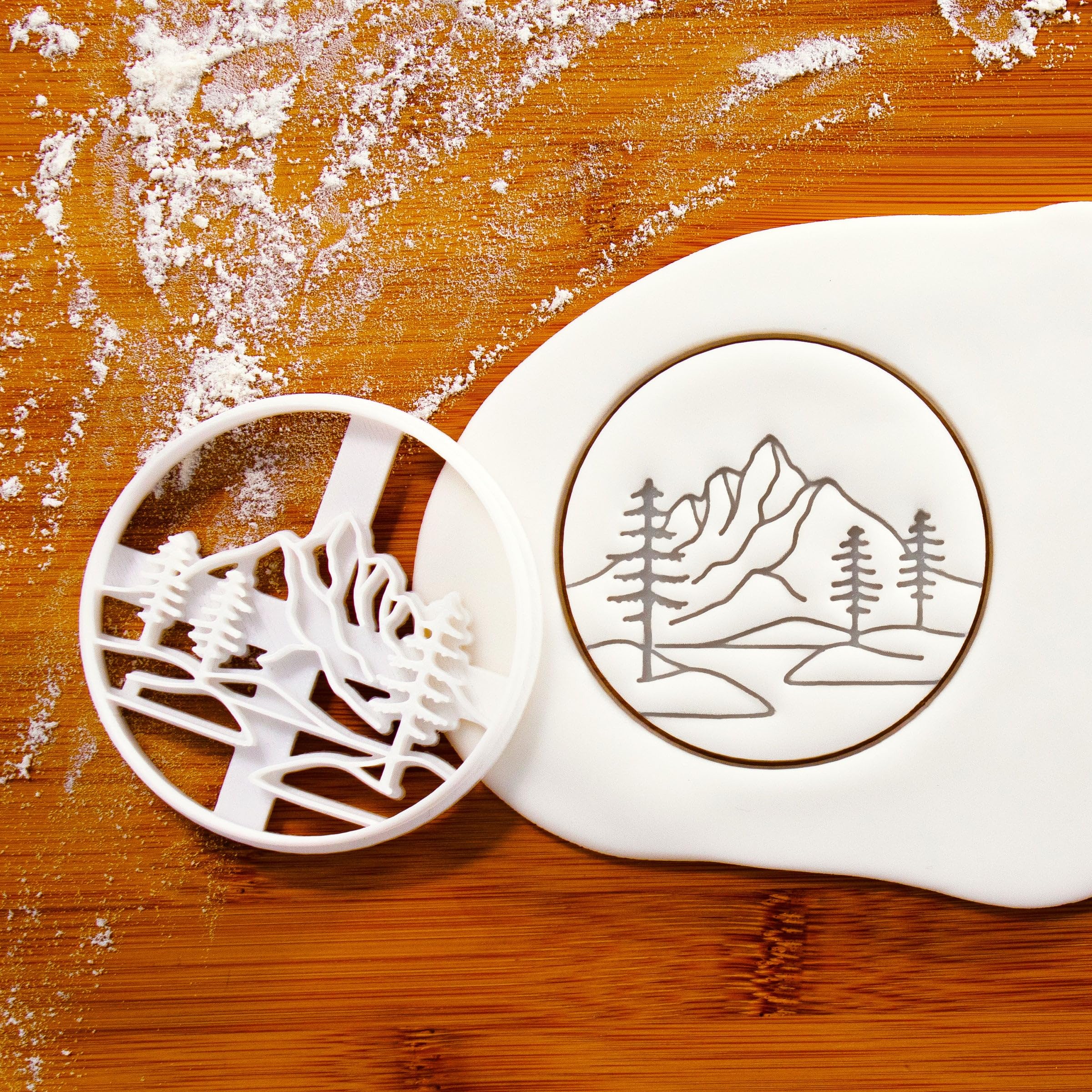 Mountain with Pine Tree Forest cookie cutter, 1 piece - Bakerlogy