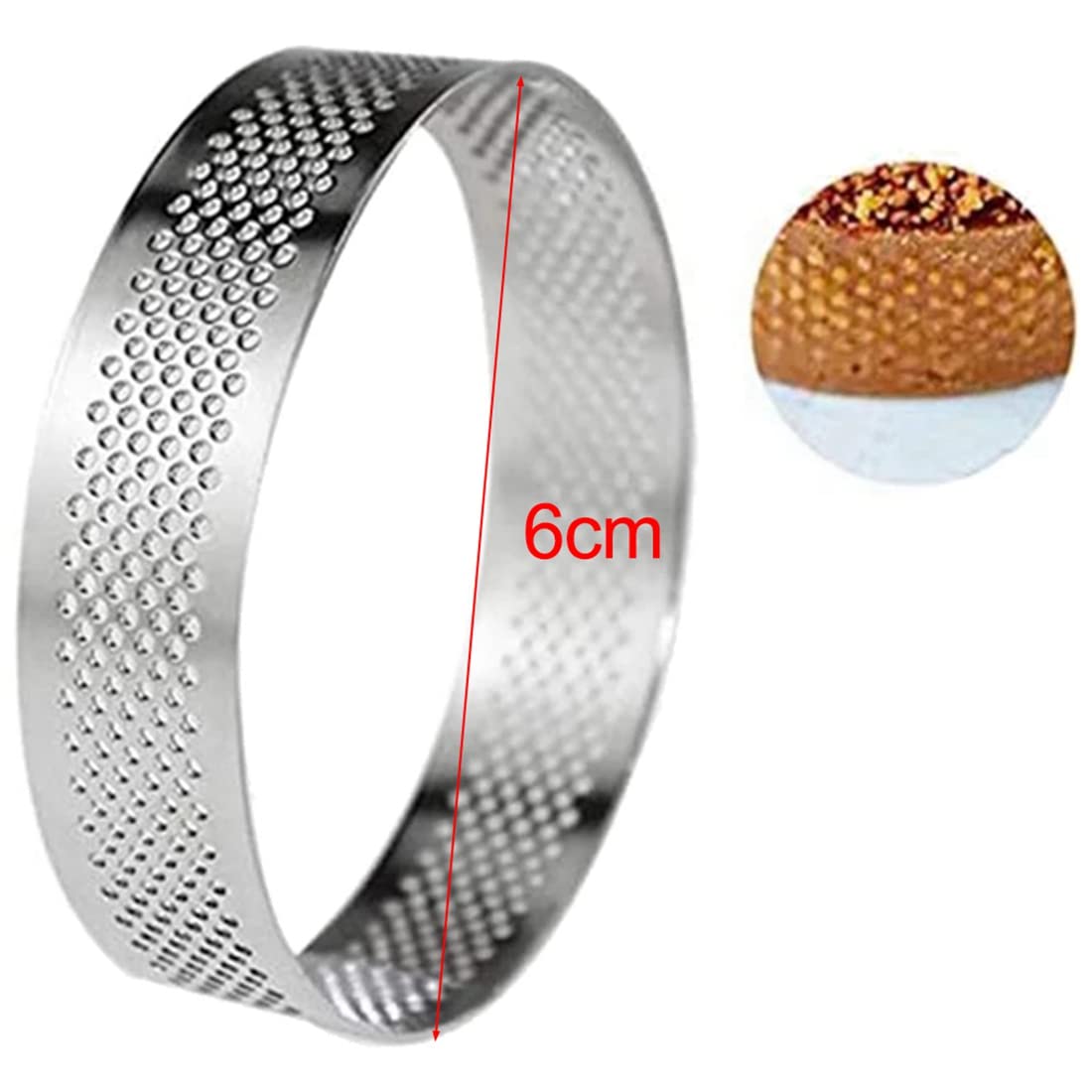 JUMYNOOY 12 Pack Tart Rings Round Perforated Tart Rings Mini Stainless Steel Pastry Baking Mold for Cake Mousse French Dessert Fruit Pie Tart Quiche, 6cm