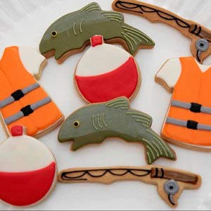 Fishing Cookie Cutter 6 Piece Set from The Cookie Cutter Shop - Fishing Pole, Bobber, Trout, Salmon Cookie Cutters – Tin Plated Steel Cookie Cutters