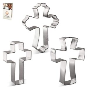 Foose Religious Cross Cookie Cutter 3 Pc Set Fancy Cross, Confirmation Cross, and Traditional Cross, USA