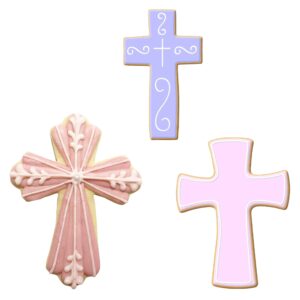 Foose Religious Cross Cookie Cutter 3 Pc Set Fancy Cross, Confirmation Cross, and Traditional Cross, USA