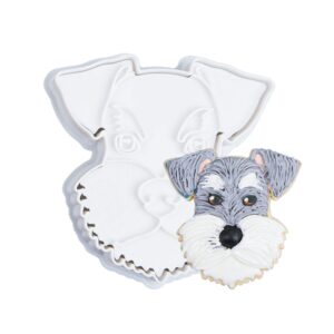 flycalf dog cookie cutter schnauzer baking dough tools with plunger stamps pla accessories cutter molds gifts for kids decorative party 3.5" kitchen cake supplies