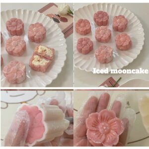Mooncake Press Molds，Hand Press mooncake Dessert DIY with Stamps Flower Mode，Mooncake Shortbread Press DIY (4 Mid-Autumn Rabbit Stamps)
