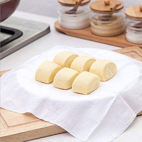 Lautechco 4Pcs Reusable Natural Pure Cotton Bamboo Steamer Baking Cloth Steamers Gauze Pad Steamer Mat Liners for Rice Dim Sum 32cm32cm/12.5 inch12.5 inch(White)