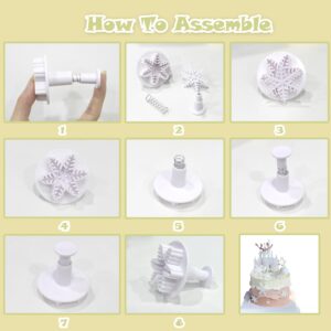 Tongker 6PCS Snowflake Cookie Cutters With Plunger Stamps Embossing Tools for Cake Cupcake Decorating