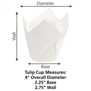 Hoffmaster 611103 Tulip Cup Cupcake Wrapper/Baking Cup, 2-1/4" Diameter x 4" Height, Large, White (10 Packs of 250)