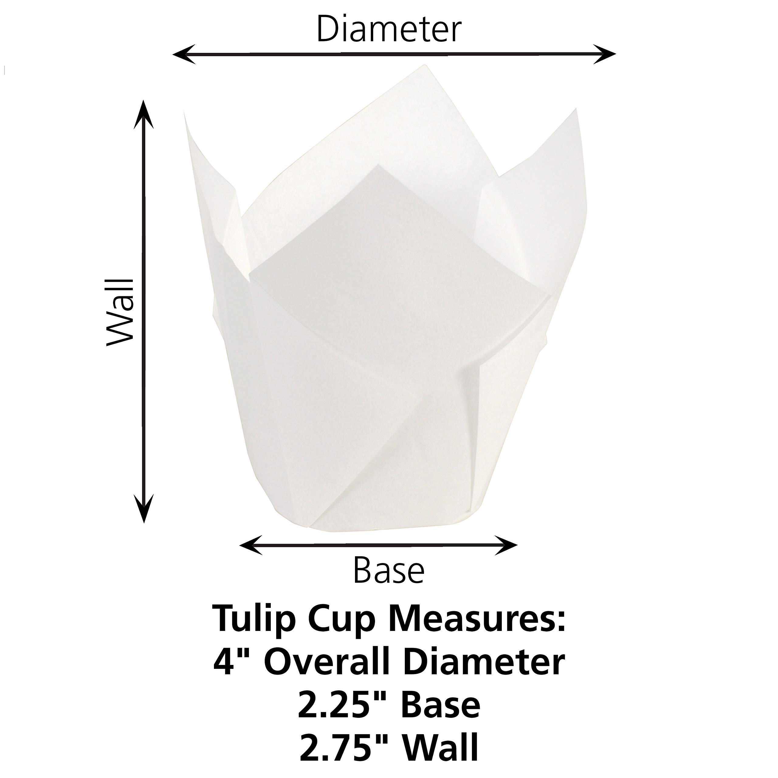 Hoffmaster 611103 Tulip Cup Cupcake Wrapper/Baking Cup, 2-1/4" Diameter x 4" Height, Large, White (10 Packs of 250)