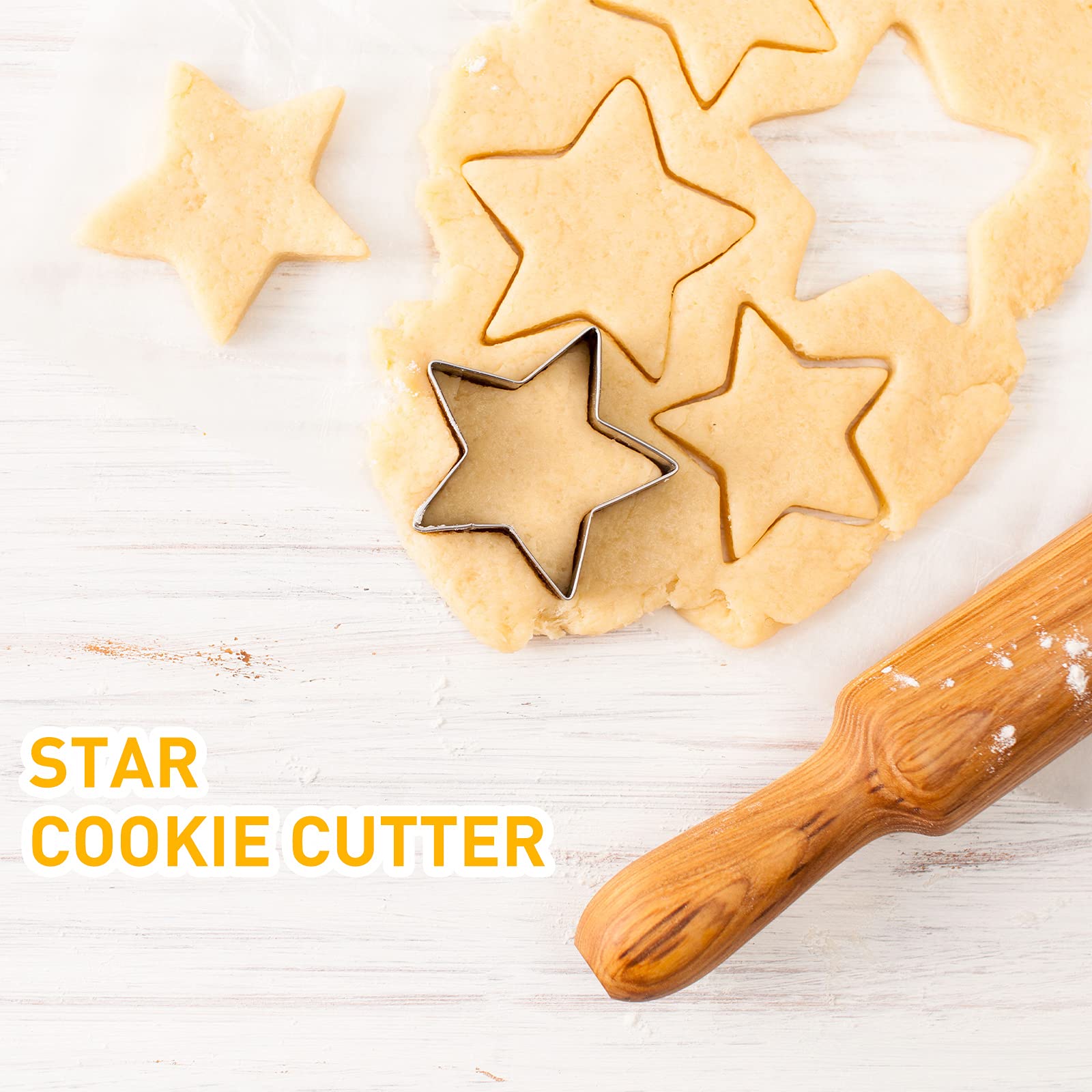 6 Piece Star Cookie Cutters Moon Cookie Cutters Cloud Cookie Cutters Stainless Steel Biscuit Cutter and 6 Pieces Sugar Stirring Pins for Kitchen Baking