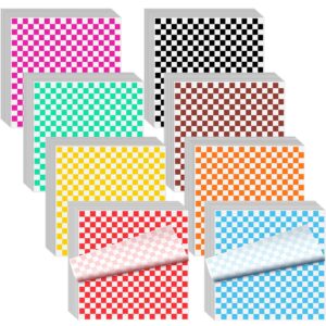 fuutreo 800 sheets checkered dry waxed deli paper sheets 12 x12 inch food basket liners sandwich wrapping paper hamburger wrappers wax paper deli wrap for kitchen food bread hamburger, 8 colors