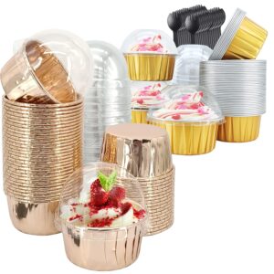 50pack foil cupcake liners with lids and 50pack large muffin cups with dome lids