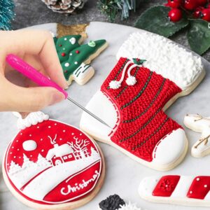 Artcome 40Pcs Christmas Cookie Decorating Tool Set, 28Pcs Cookie Cutters, 6Pcs Easy Squeeze Write Bottles and 6Pcs Sugar Stir Needles, Cookie Decorating Supplies Kit For DIY Cookies and Cakes