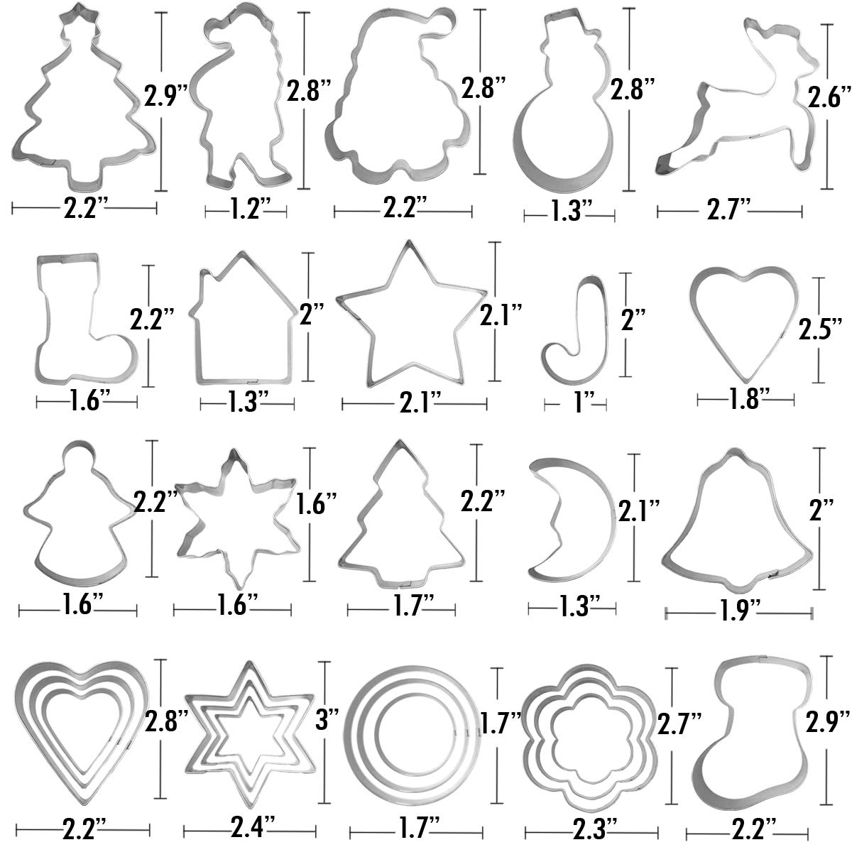 Artcome 40Pcs Christmas Cookie Decorating Tool Set, 28Pcs Cookie Cutters, 6Pcs Easy Squeeze Write Bottles and 6Pcs Sugar Stir Needles, Cookie Decorating Supplies Kit For DIY Cookies and Cakes