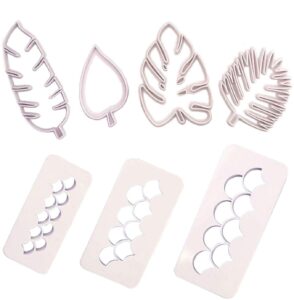 7 pack cake fondant embossing mold mermaid scales tropical leaf cookie cutters biscuit moulds for sugarcraft fondant baking mold cupcake decorating