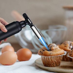 Big Butane Torch, Powerful and Strong Kitchen Torch Lighter with Safety Lock and Adjustable Flame, Refillable Blow Torch for Creme Brulee, Baking, Desserts and Searing