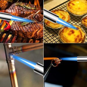 Big Butane Torch, Powerful and Strong Kitchen Torch Lighter with Safety Lock and Adjustable Flame, Refillable Blow Torch for Creme Brulee, Baking, Desserts and Searing