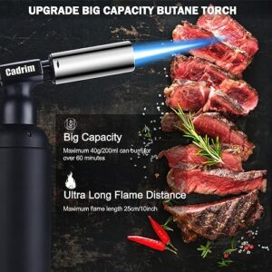 Big Butane Torch, Powerful and Strong Kitchen Torch Lighter with Safety Lock and Adjustable Flame, Refillable Blow Torch for Creme Brulee, Baking, Desserts and Searing