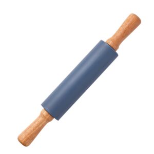 silicone rolling pin non stick surface wooden handle,rolling pins for baking,blue rolling pin handle rolling pin non-stick silicone rolling for home kitchen cake