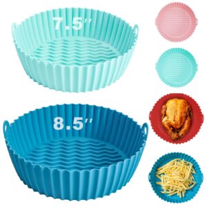 4 pcs air fryer silicone liners pot, air fryers silicone liner heat resistant,silicone liners pot basket for round airfryer,easy cleaning air fryer oven accessories 2 size(8.5inch,7.5 inch,)