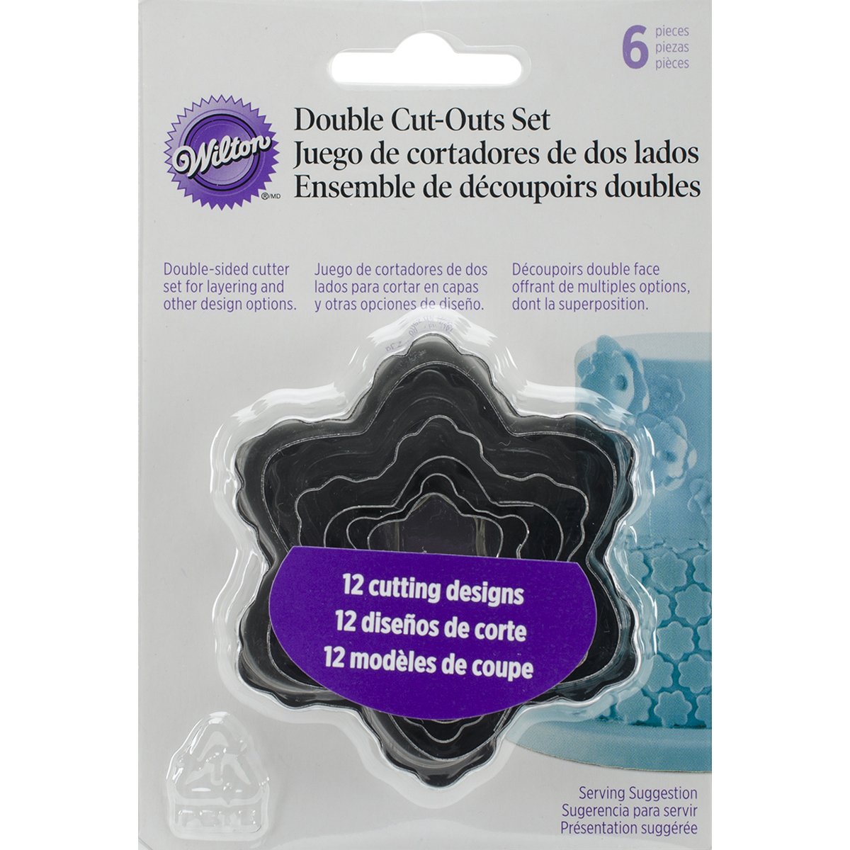 Wilton 6-Piece Nesting Fondant Double Sided Cut Out Cutters, Blossom