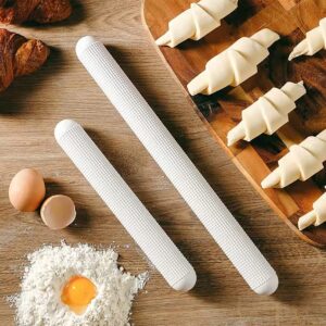 Tinkeep Plastic Rolling Pin for Baking Dough Roller Pin Nonstick Kitchen Rolling Pin for Cake Bread Pizza Dishwasher Safe Floating Point Design 14.5-Inch,9.8-Inch(2 Pack)