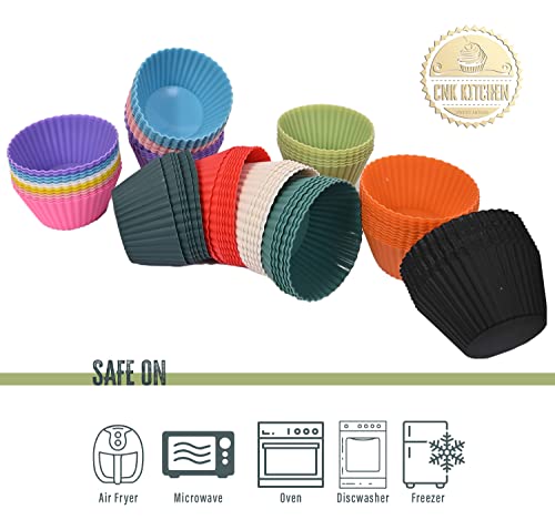 Silicone Cupcake Molds - Nonstick, Reusable Cupcake Liners, Bpa Free, Nature Colors Cupcake Mold, Great For Baking Muffins, Egg Cups And More - Set Of Silicone Cupcake Baking Cups 24