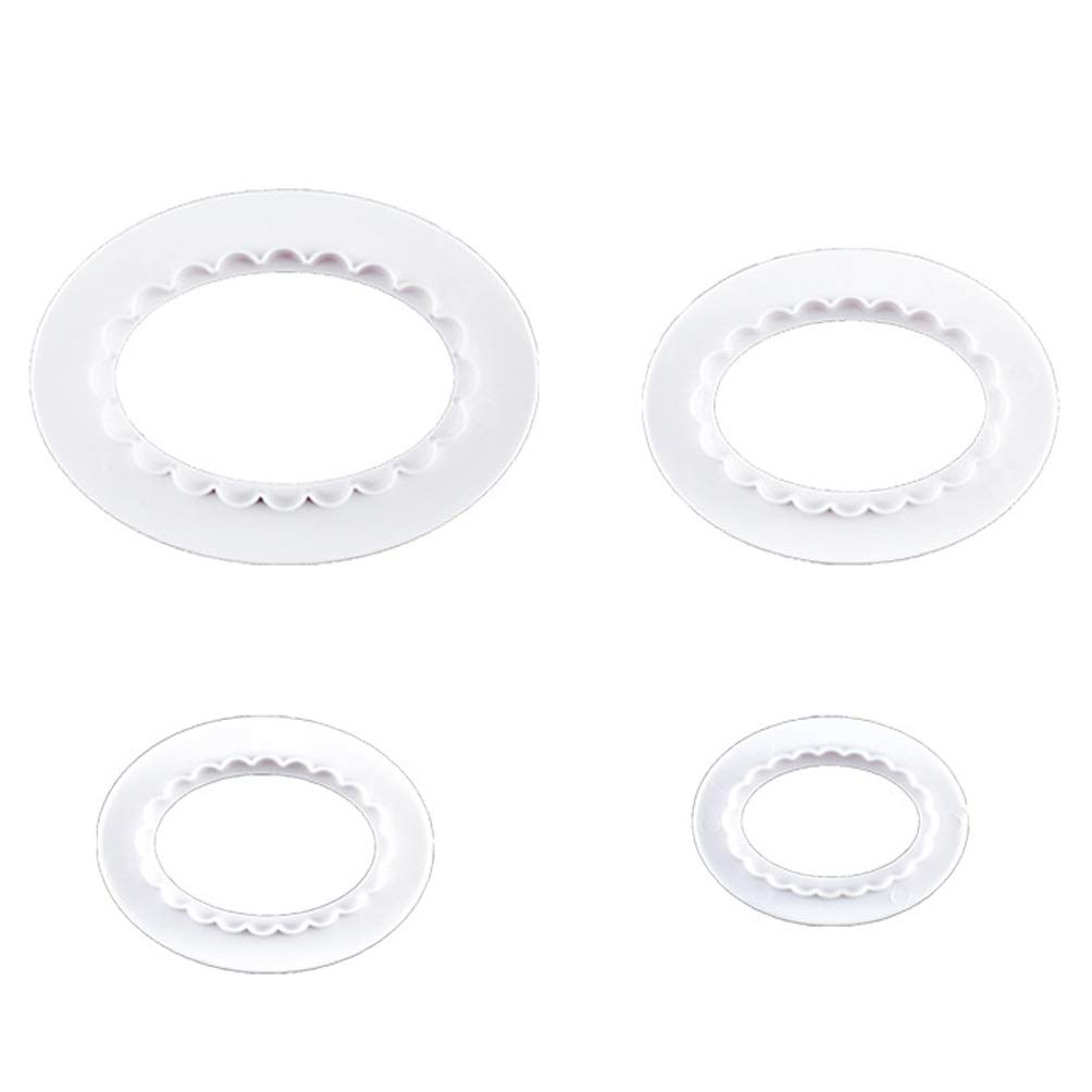 4 Pcs Plastic Cookie Cutter Set Double Sided Oval Shaped Biscuit Cakes Paste Baking Molds Kitchen Baking Tools, 4 Sizes