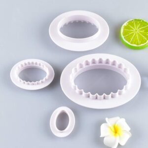 4 Pcs Plastic Cookie Cutter Set Double Sided Oval Shaped Biscuit Cakes Paste Baking Molds Kitchen Baking Tools, 4 Sizes