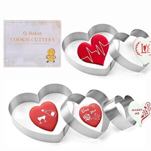 5 pieces heart cookie cutter 3.95", 3.35", 2.75", 2.36",1.37" valentine’s day cookie cutters for baking and decorating anniversary, bridal, engagement and valentine