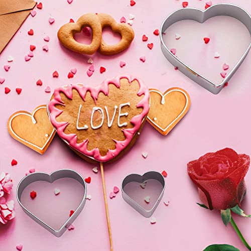 5 Pieces Heart Cookie Cutter 3.95", 3.35", 2.75", 2.36",1.37" Valentine’s Day Cookie Cutters for Baking and Decorating Anniversary, Bridal, Engagement and Valentine