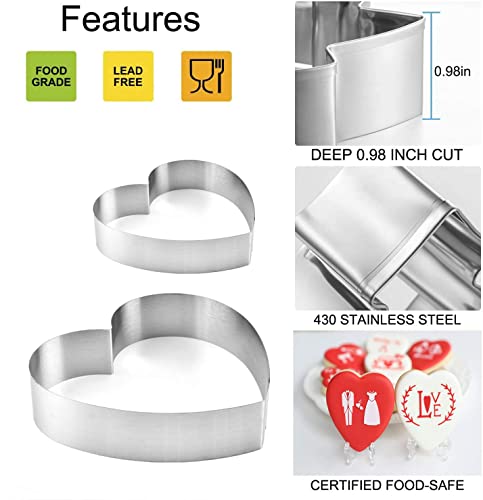 5 Pieces Heart Cookie Cutter 3.95", 3.35", 2.75", 2.36",1.37" Valentine’s Day Cookie Cutters for Baking and Decorating Anniversary, Bridal, Engagement and Valentine