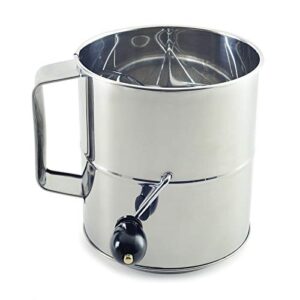norpro polished stainless steel hand crank sifter, 8 cups/64 ounces, as shown