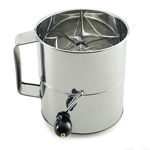 Norpro Polished Stainless Steel Hand Crank Sifter, 8 cups/64 ounces, As Shown