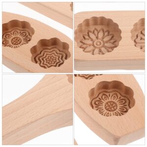 Yardwe 2pcs Wooden Cookie Molds Chinese Traditional Mid- autumn Festival Moon Cake Mold Handmade Flowers Cookie Stamp Baking Supplies for Muffin Mooncake Biscuit Pumpkin Pie