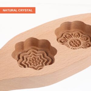 Yardwe 2pcs Wooden Cookie Molds Chinese Traditional Mid- autumn Festival Moon Cake Mold Handmade Flowers Cookie Stamp Baking Supplies for Muffin Mooncake Biscuit Pumpkin Pie