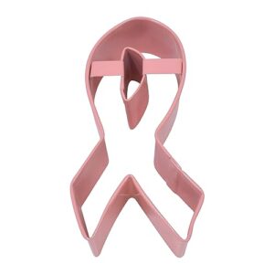 R & M Polyresin Coated Ribbon Cookie Cutter, 3.75-Inch, Pink