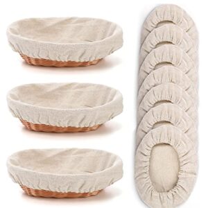 hiceeden 15 pieces bread proofing basket cloth liner, 7.8 inch oval natural fiber dough banneton proofing basket cover for homemade bread home baking, fit for 7.8" diameter or smaller basket