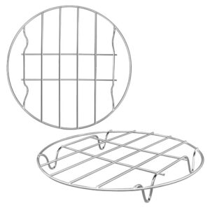 aracoware 2 pack round stainless steel cooking cooling racks, 10"x1.18", oven safe, multi-purpose for air fryer, pressure cooker, steamer - set of 2