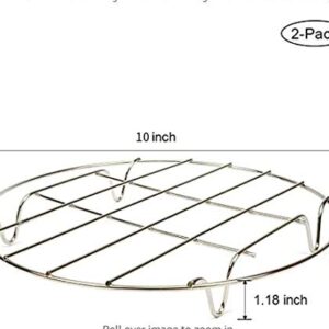 Aracoware 2 Pack Round Stainless Steel Cooking Cooling Racks, 10"x1.18", Oven Safe, Multi-Purpose for Air Fryer, Pressure Cooker, Steamer - Set of 2