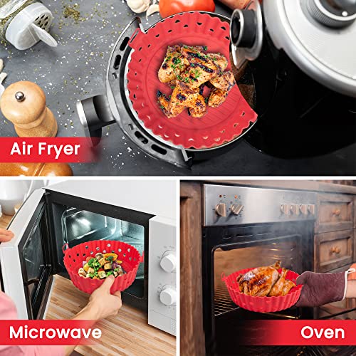 Silicone Air Fryer Liners 7.5 Inches - Reusable Silicone Air Fryer Liners - Silicone Fryer Basket Heat Resistant Liners - Fits 3 to 5 l Round Pot Air Fryers - Non-Stick Air Fryer Oven Accessories