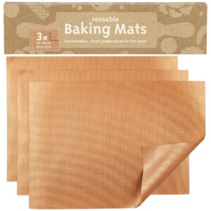 durable baking film: 3 x premium baking paper, reusable for oven and grill, reusable baking paper, non-stick, 500 °f heat resistant, washable, reusable baking paper, baking mat by livaia