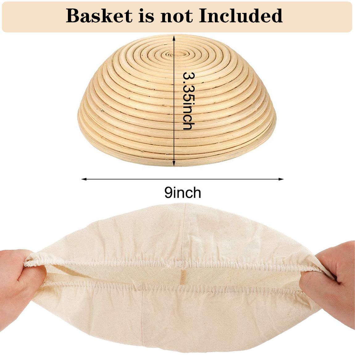 6 Pack 9" Round Bread Proofing Basket Cloth Liner, Natural Rattan Banneton Proofing Cloth for Professional & Home Baking Accessories Tools (6 PCS)