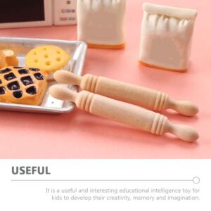 LUOZZY 15Pcs Mini Rolling Pin for Craft Wooden Rolling Pin Models Mini Rolling Sticks Simulation Kitchen Toys for Cake Baking, 2inches