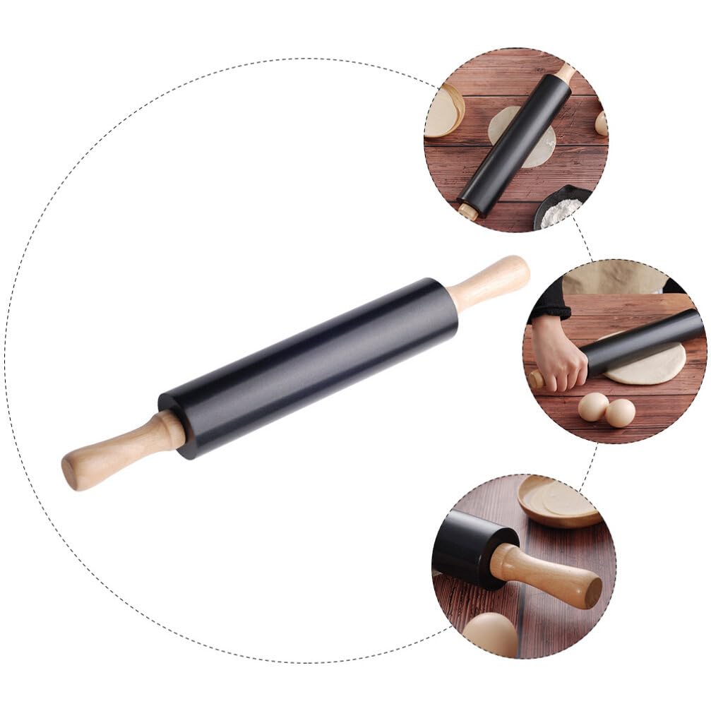 Baking Rolling Pin Wooden Rolling Pin Dough Roller for Making Pizza Cookie Pastry Pasta Dumpling and Dough (Black) Wood Rolling Pin