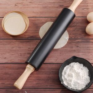 Baking Rolling Pin Wooden Rolling Pin Dough Roller for Making Pizza Cookie Pastry Pasta Dumpling and Dough (Black) Wood Rolling Pin