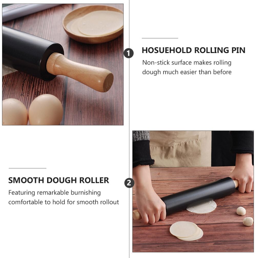 Baking Rolling Pin Wooden Rolling Pin Dough Roller for Making Pizza Cookie Pastry Pasta Dumpling and Dough (Black) Wood Rolling Pin