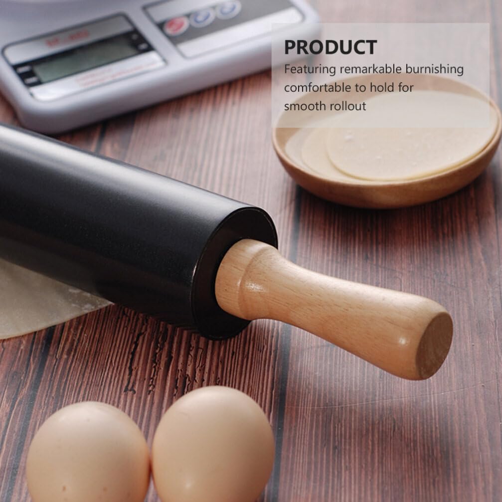 Baking Rolling Pin Wooden Rolling Pin Dough Roller for Making Pizza Cookie Pastry Pasta Dumpling and Dough (Black) Wood Rolling Pin