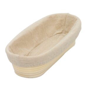 12 inch oblong oval banneton bread proofing basket, brotform bread dough proofing rattan basket +liner combo set