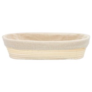 12 inch Oblong Oval Banneton Bread Proofing Basket, Brotform Bread Dough Proofing Rattan Basket +Liner Combo Set