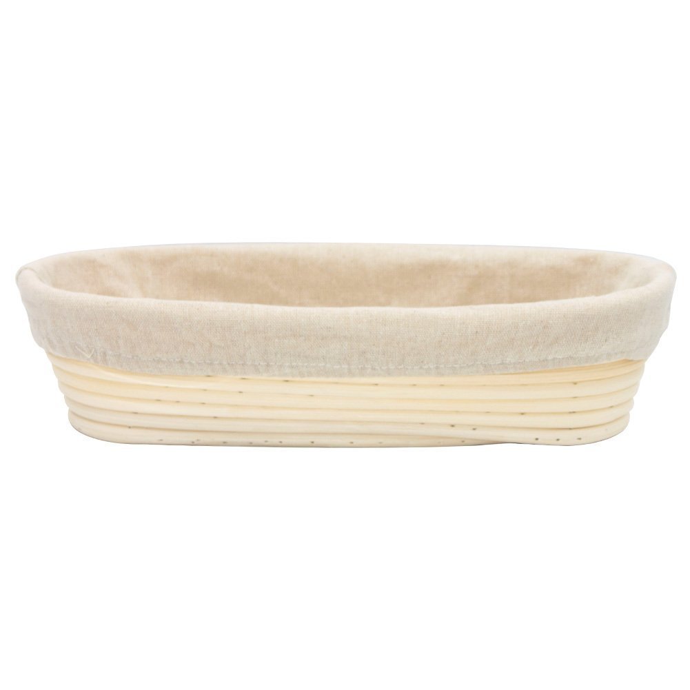 12 inch Oblong Oval Banneton Bread Proofing Basket, Brotform Bread Dough Proofing Rattan Basket +Liner Combo Set