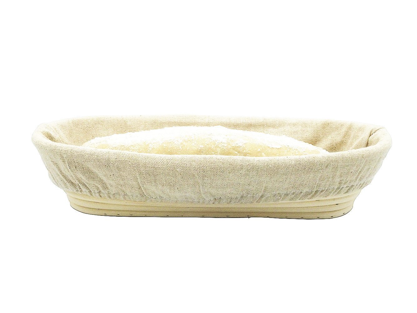 12 inch Oblong Oval Banneton Bread Proofing Basket, Brotform Bread Dough Proofing Rattan Basket +Liner Combo Set